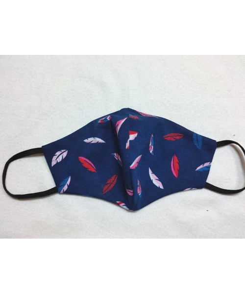 Granatowa Maska Ochronna z bawełny dwuwarstwowa - listeczki